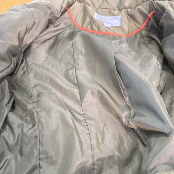 Laura Scott Green Quilted Jacket with Belt and Tan Faux-Suede Trim Size XL - Picture 8 of 11